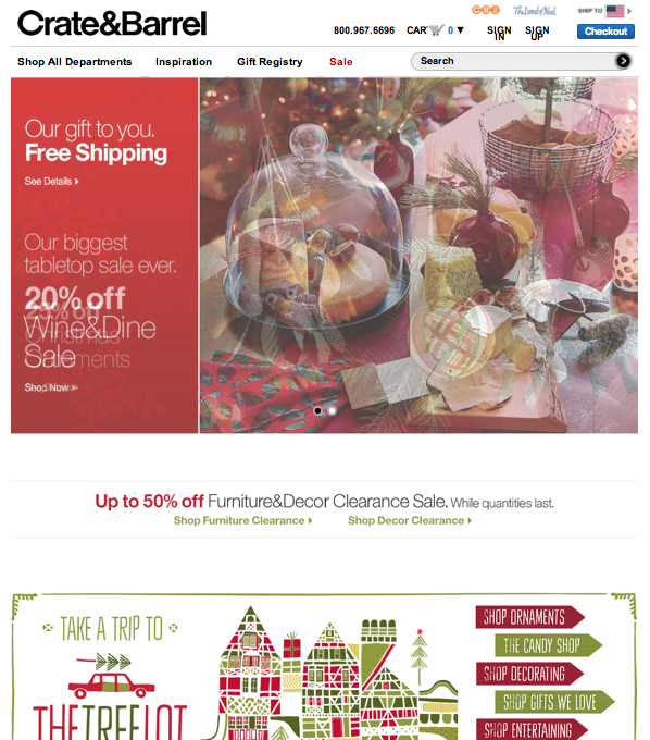 Crate & Barrel Homepage: December 9, 2013